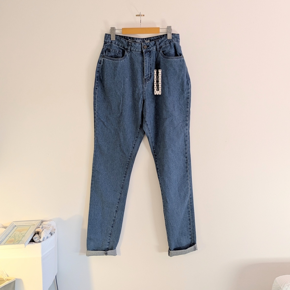 NWT Noisy May 30/36 Tall High Waist Classic Blue Denim Women's Jeans